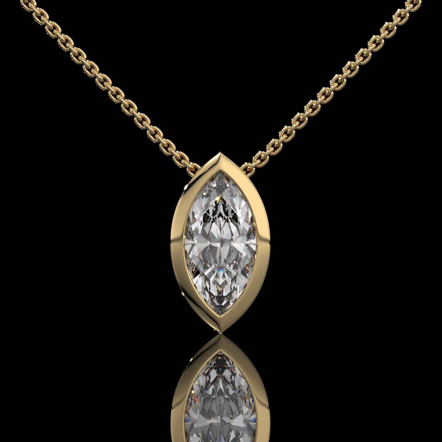 Marquise Cut Bezel Set Lab Diamond Pendant Necklace