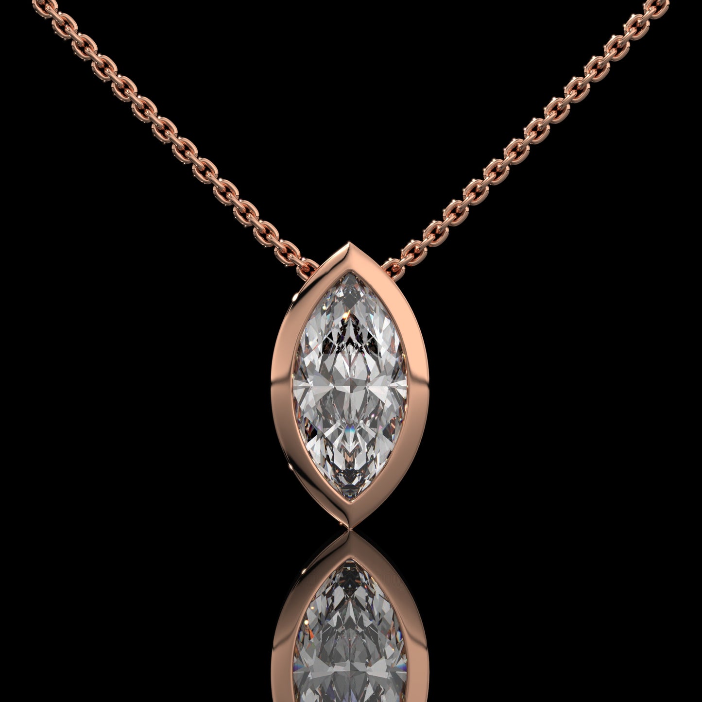 Marquise Cut Bezel Set Lab Diamond Pendant Necklace
