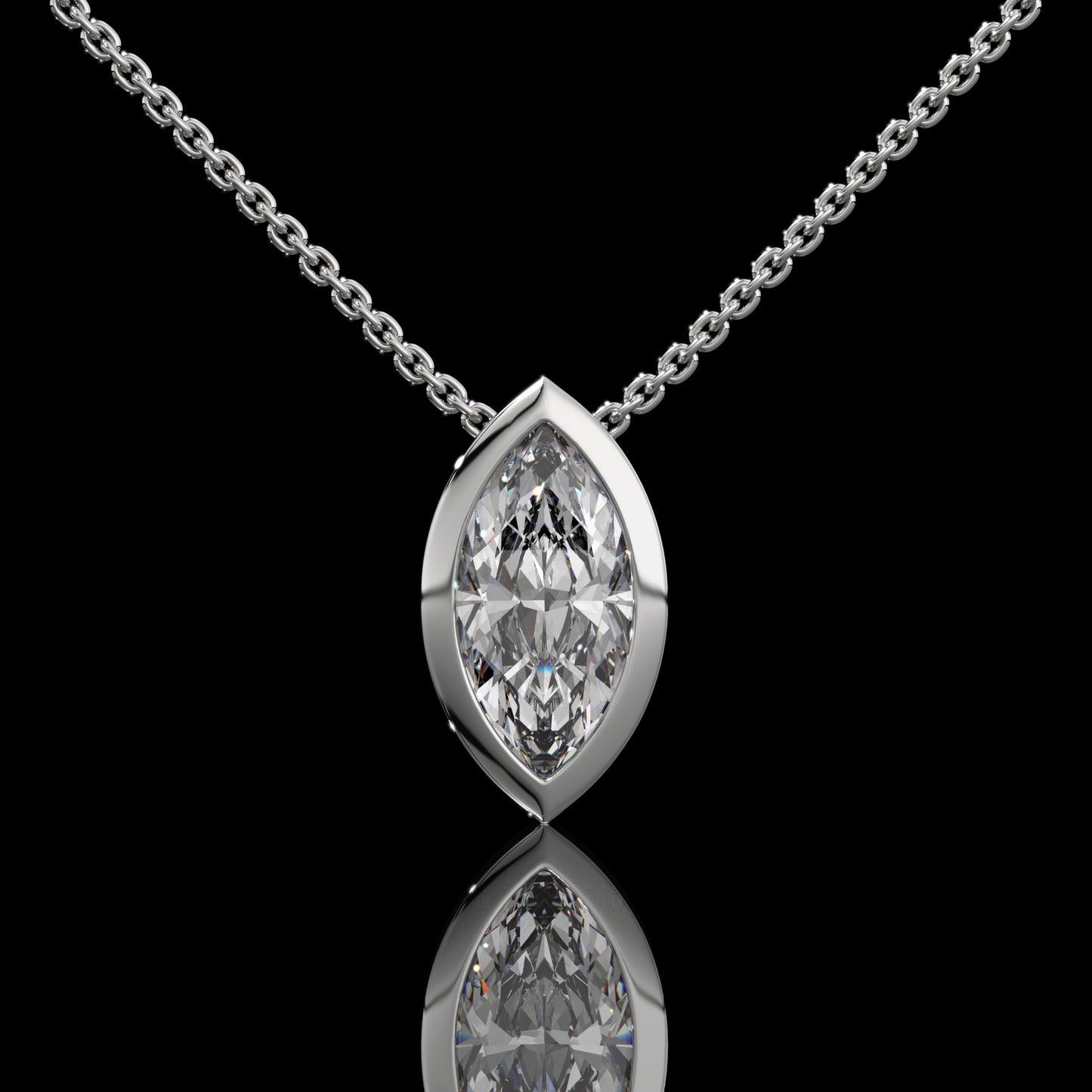 Marquise Cut Bezel Set Lab Diamond Pendant Necklace