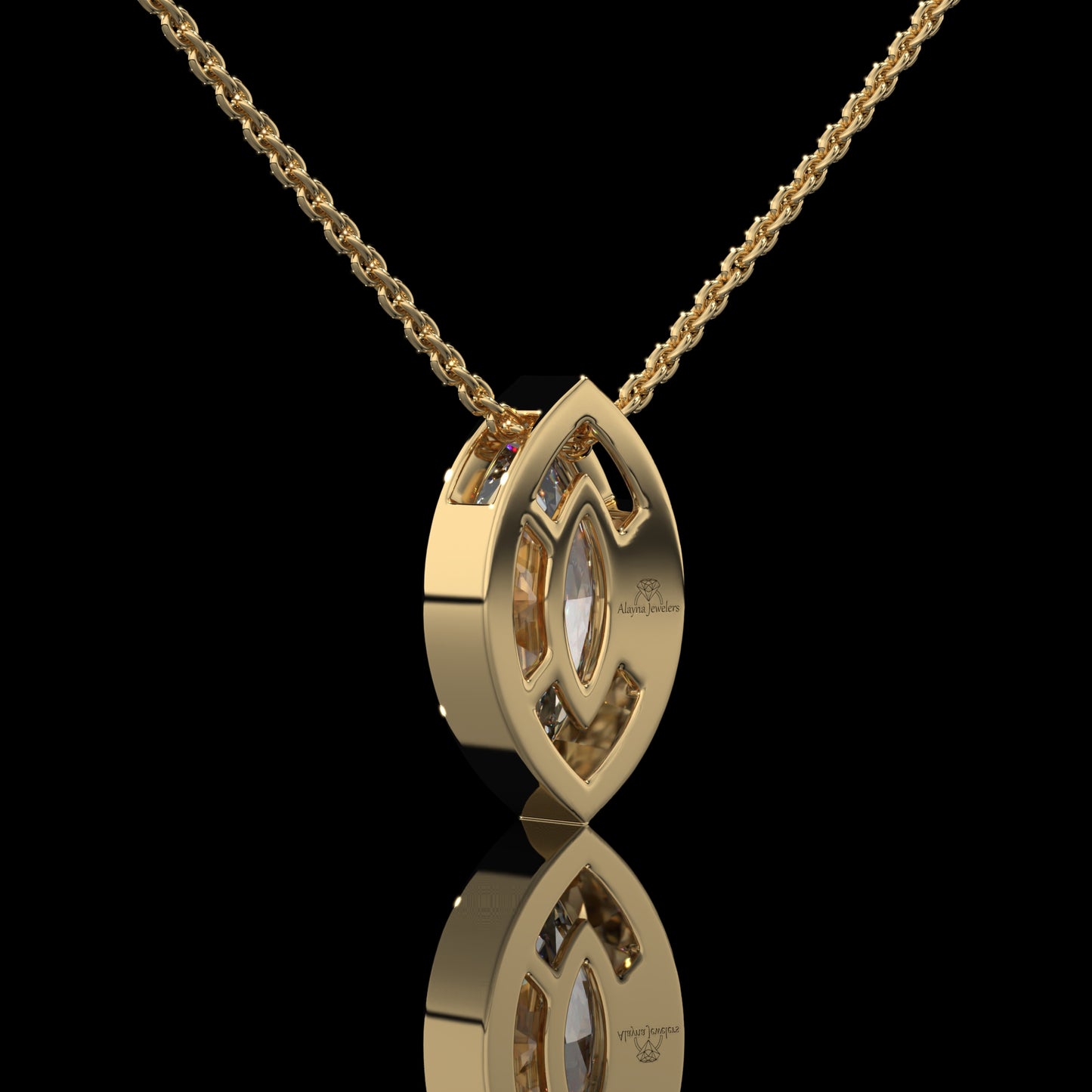 Marquise Cut Bezel Set Lab Diamond Pendant Necklace