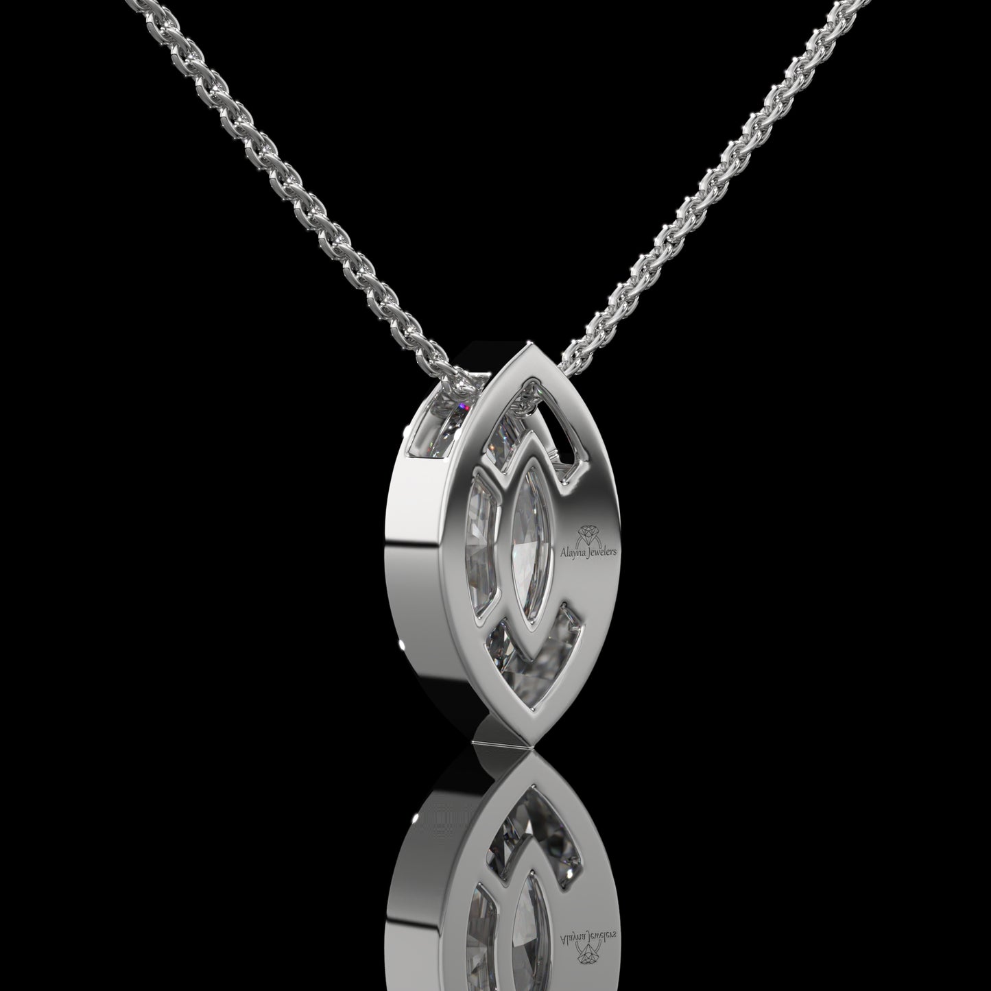 Marquise Cut Bezel Set Lab Diamond Pendant Necklace