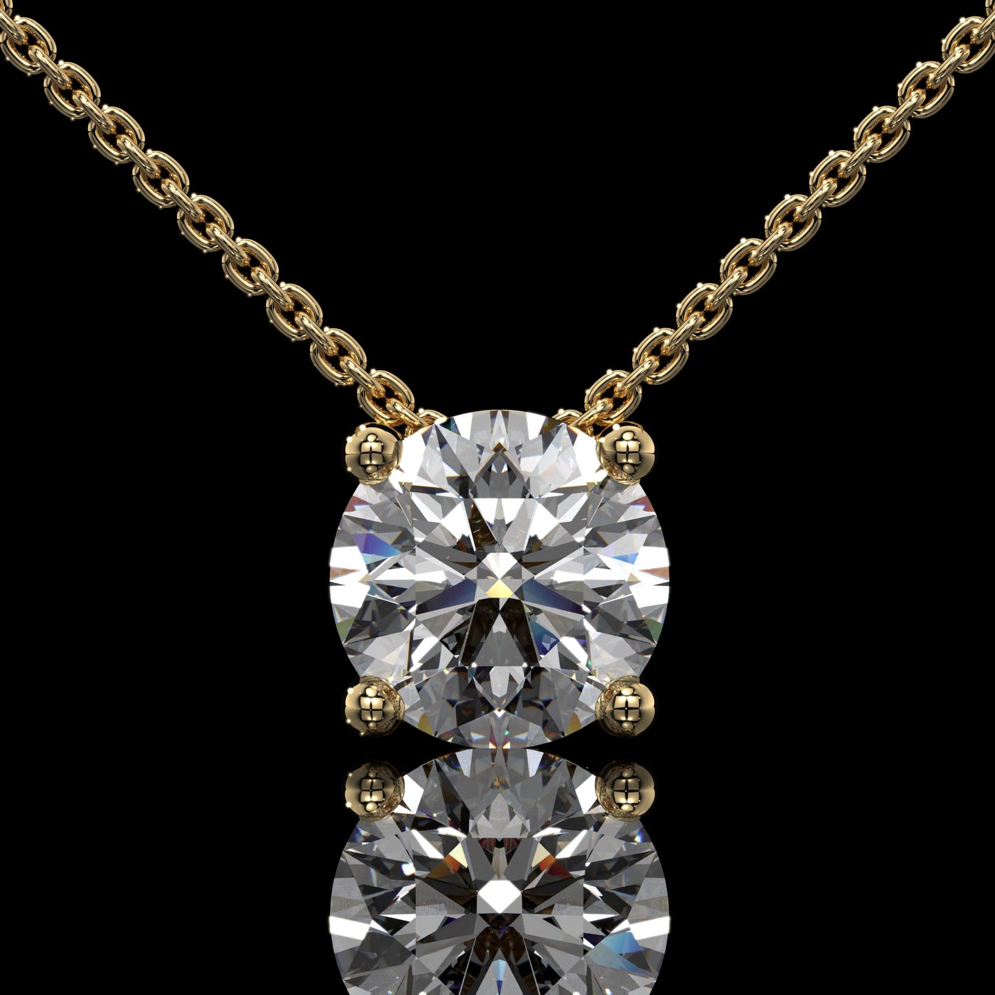 Round Cut Lab Diamond Solitaire Pendant Necklace in Yellow Gold