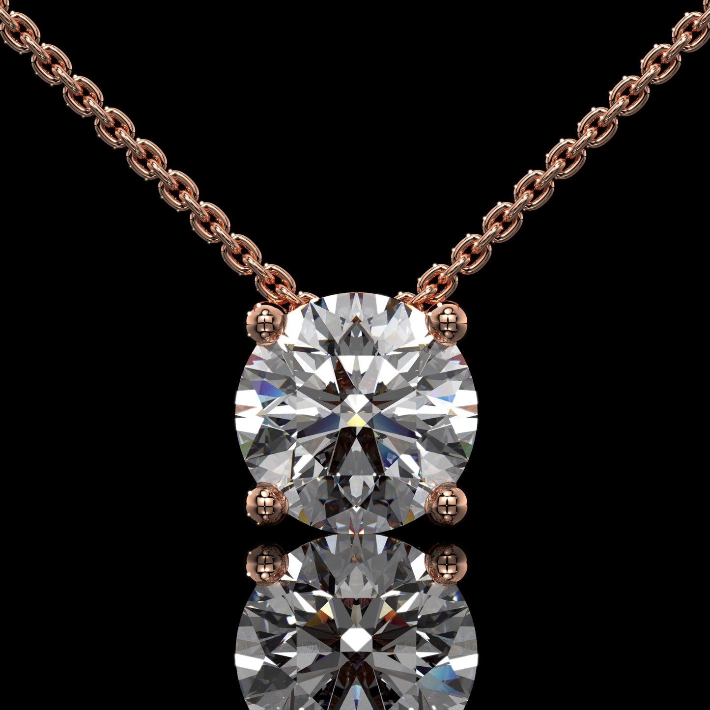 Round Cut Lab Diamond Solitaire Pendant Necklace in Yellow Gold