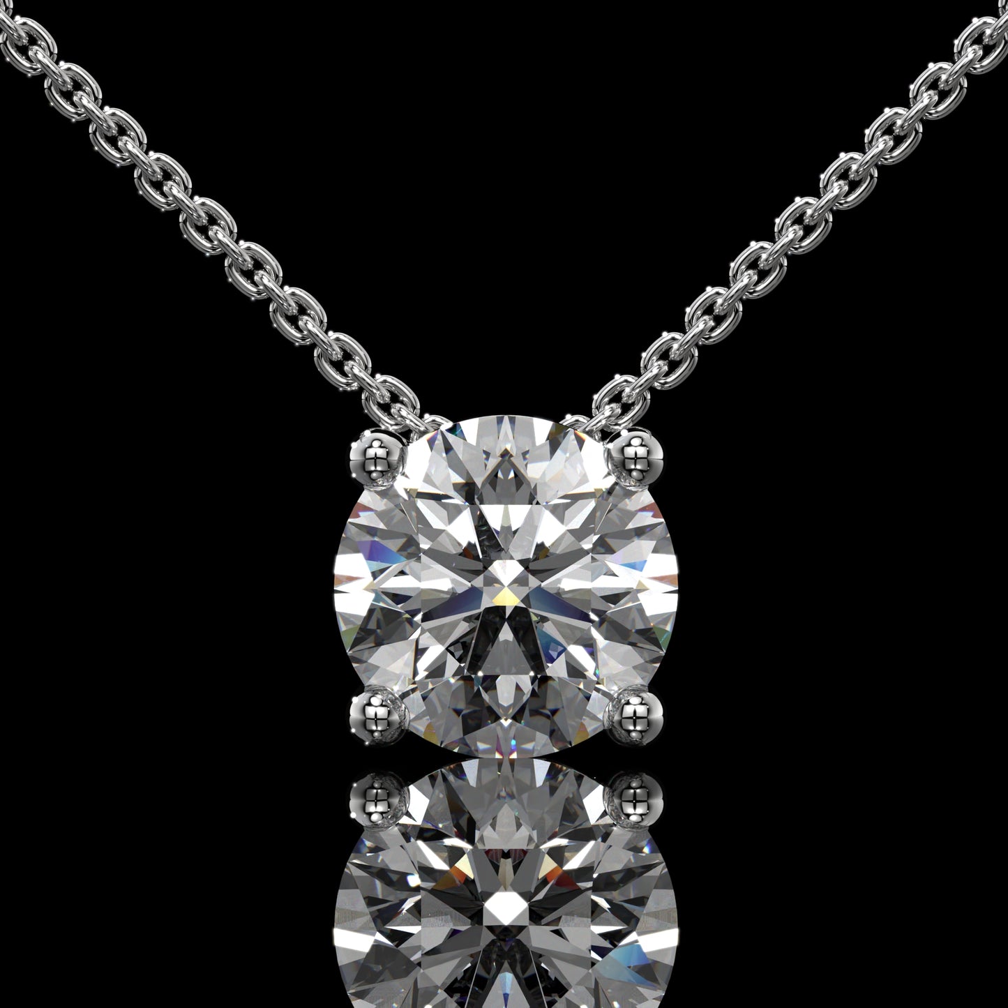 Round Cut Lab Diamond Solitaire Pendant Necklace in Yellow Gold