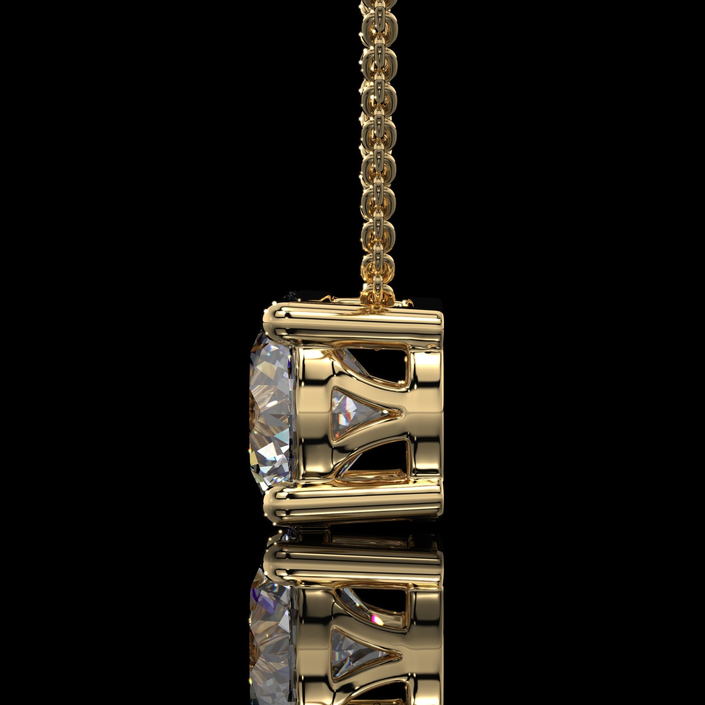 Round Cut Lab Diamond Solitaire Pendant Necklace in Yellow Gold
