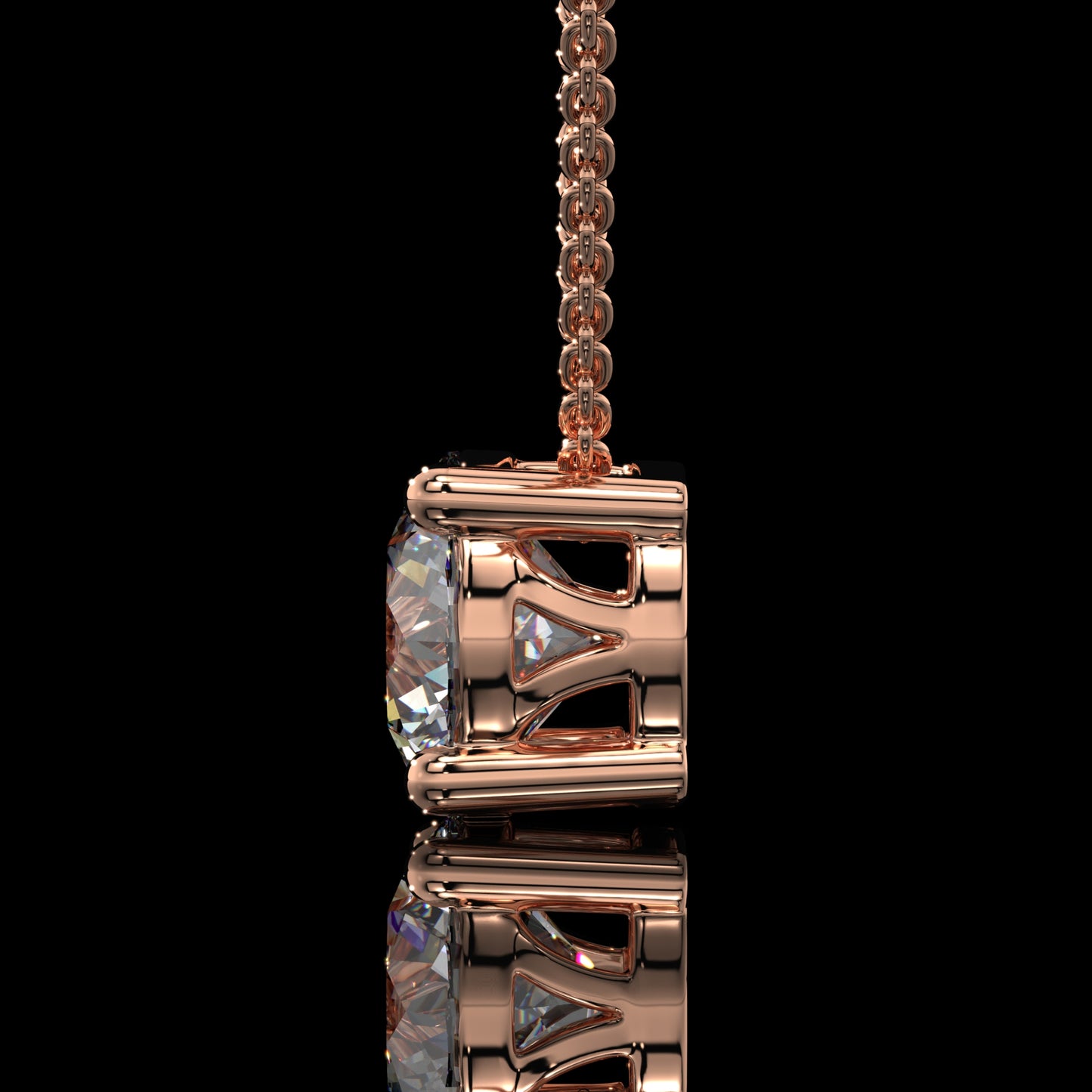 Round Cut Lab Diamond Solitaire Pendant Necklace in Yellow Gold
