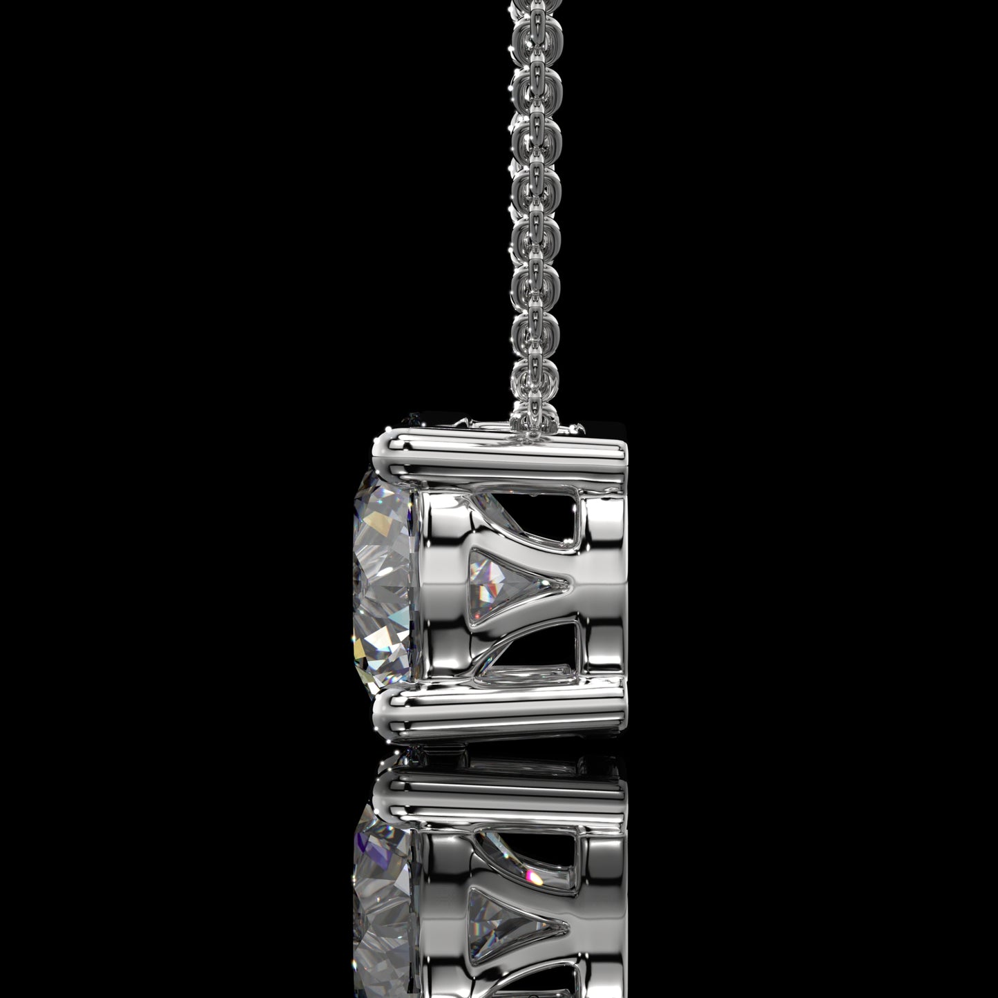 Round Cut Lab Diamond Solitaire Pendant Necklace in Yellow Gold