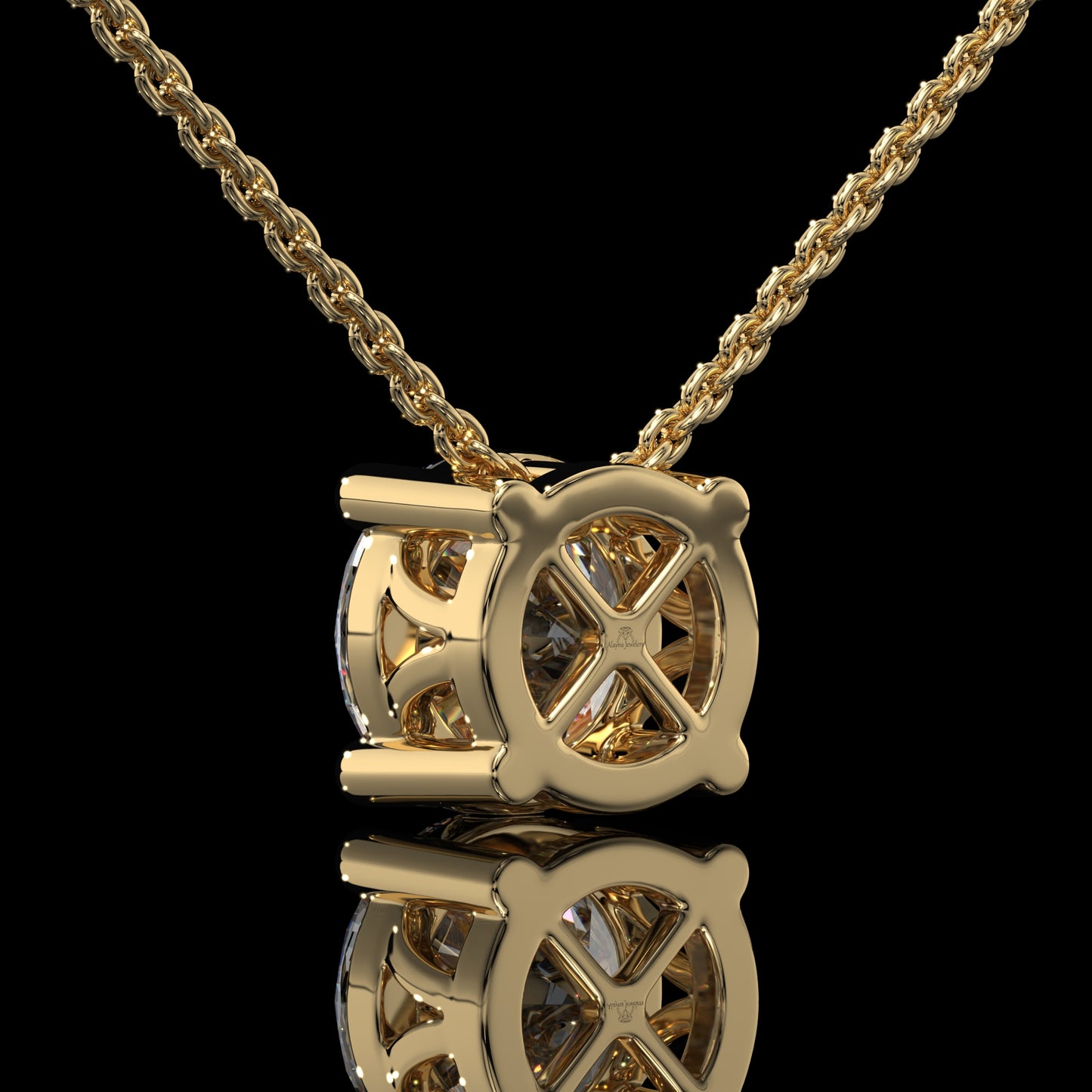 Round Cut Lab Diamond Solitaire Pendant Necklace in Yellow Gold