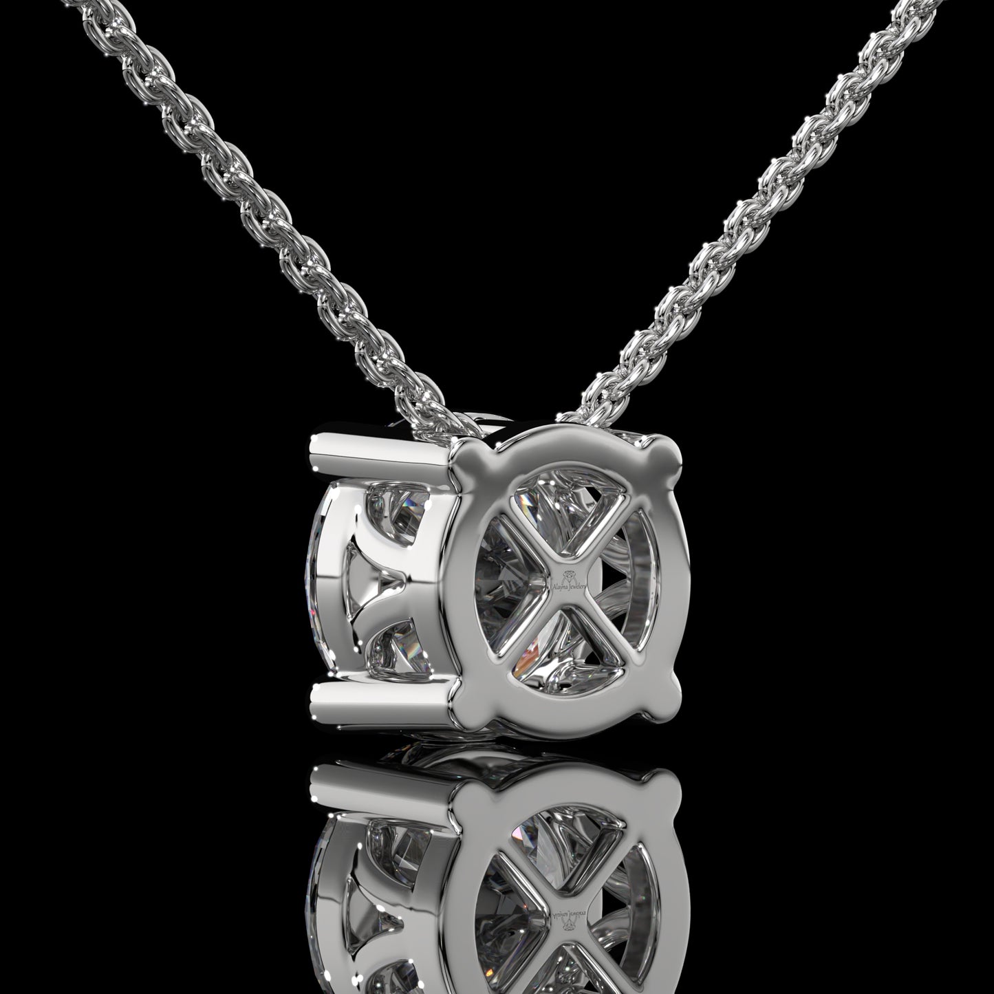 Round Cut Lab Diamond Solitaire Pendant Necklace in Yellow Gold