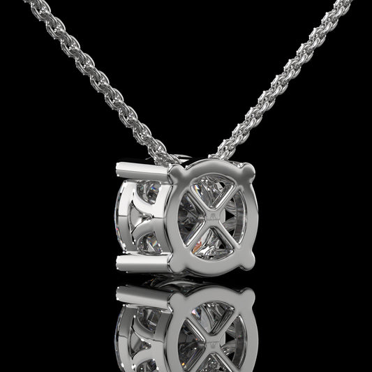Round Cut Lab Diamond Solitaire Pendant Necklace in Yellow Gold