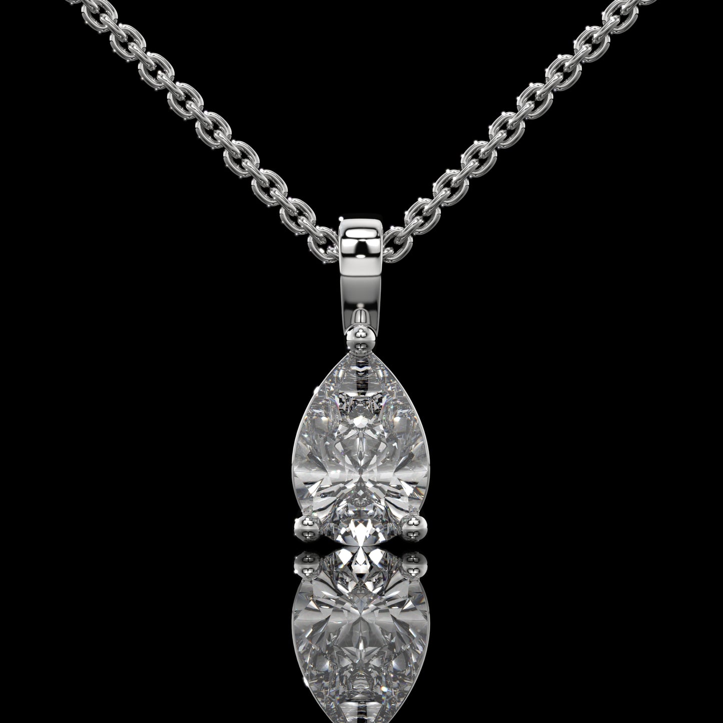Pear Cut Lab Diamond Solitaire Pendant Necklace