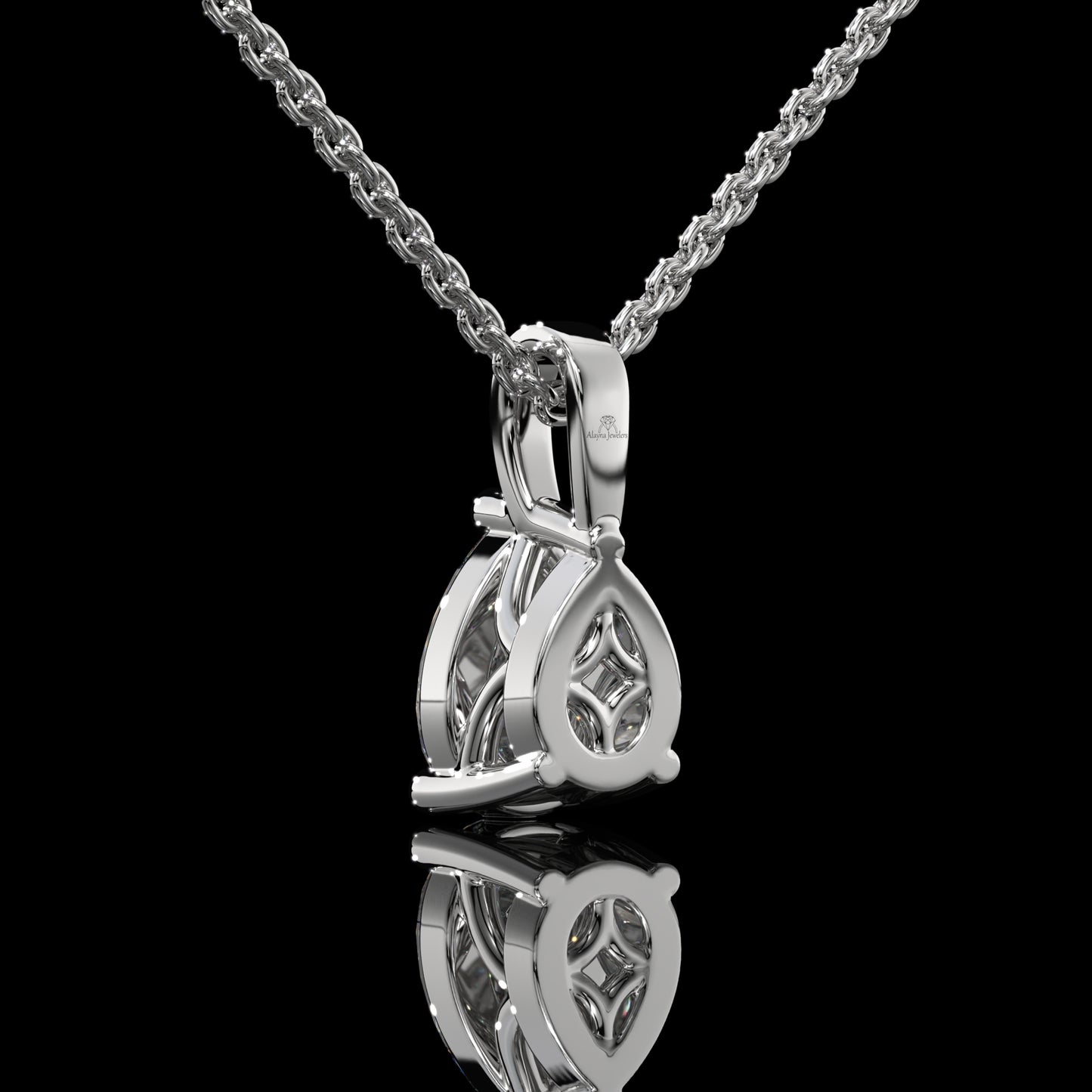 Pear Cut Lab Diamond Solitaire Pendant Necklace