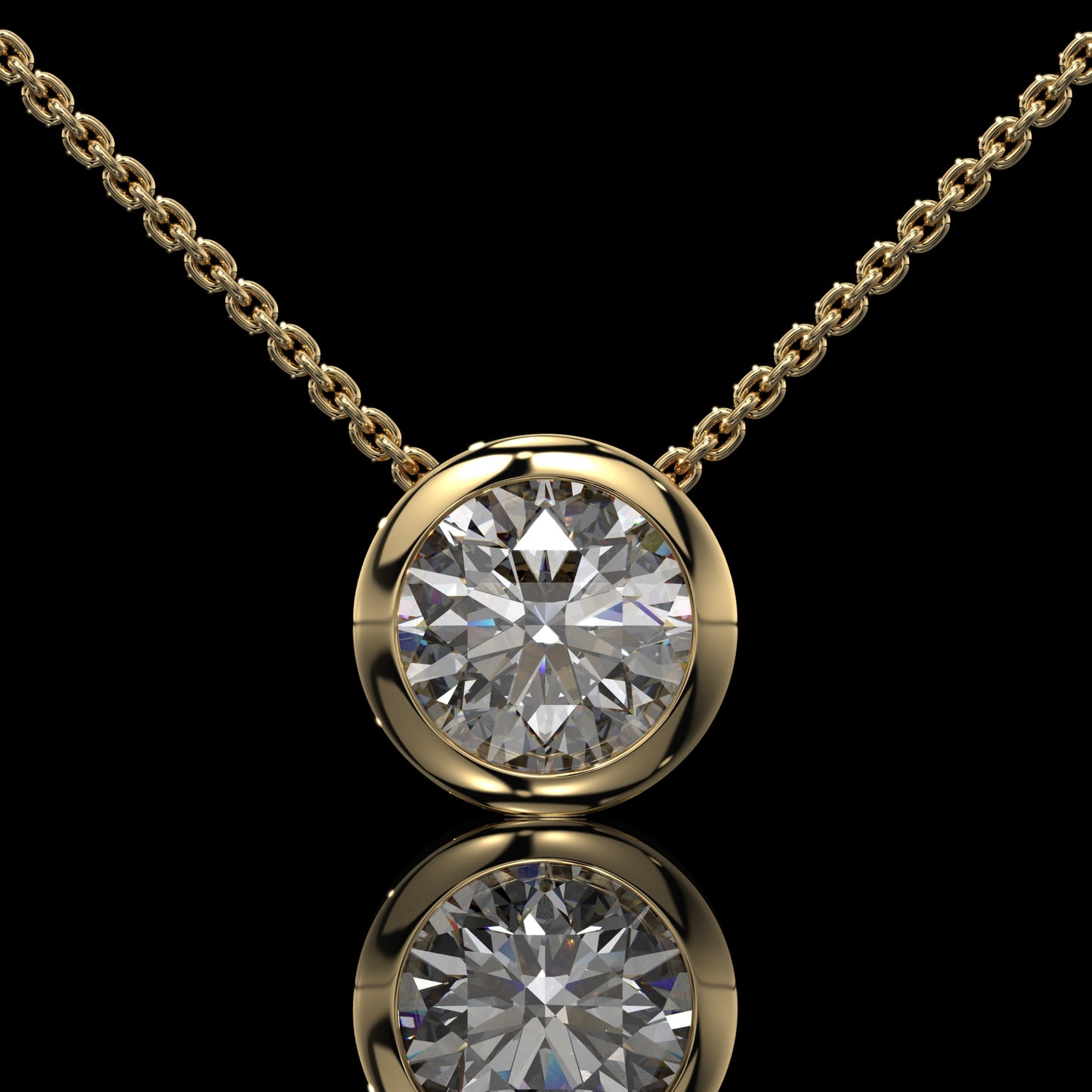 Round Cut Bezel Set Lab Diamond Pendant Necklace