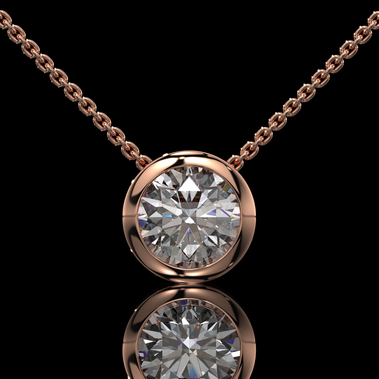 Round Cut Bezel Set Lab Diamond Pendant Necklace