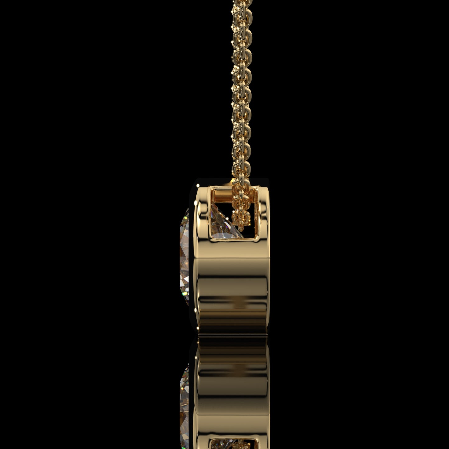 Round Cut Bezel Set Lab Diamond Pendant Necklace