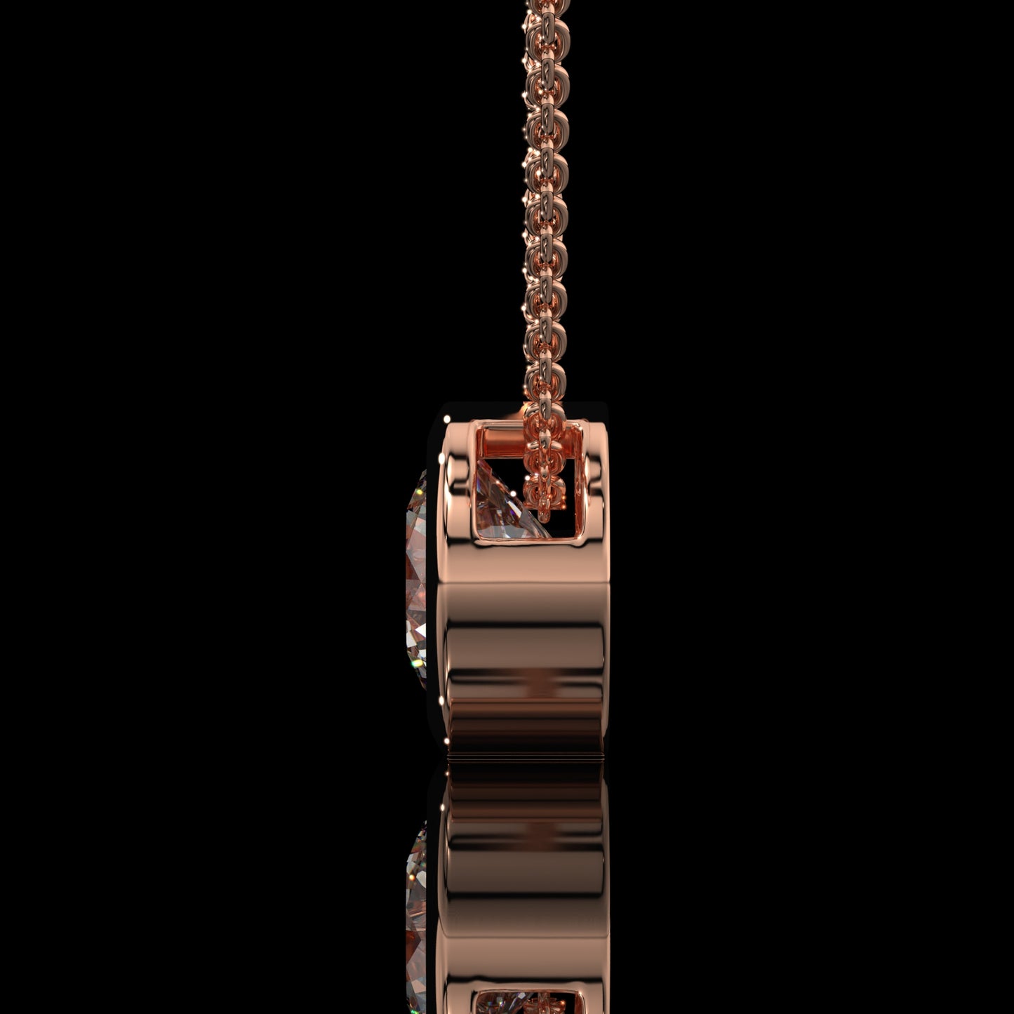 Round Cut Bezel Set Lab Diamond Pendant Necklace