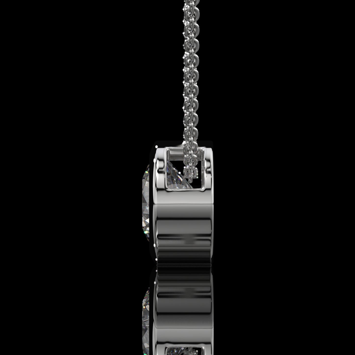 Round Cut Bezel Set Lab Diamond Pendant Necklace