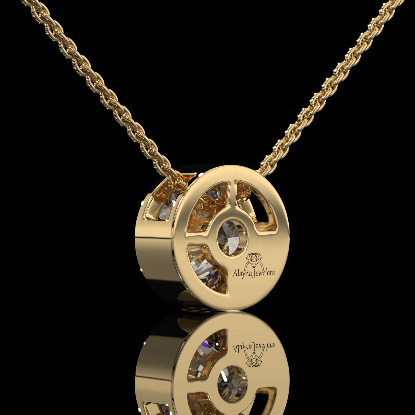 Round Cut Bezel Set Lab Diamond Pendant Necklace