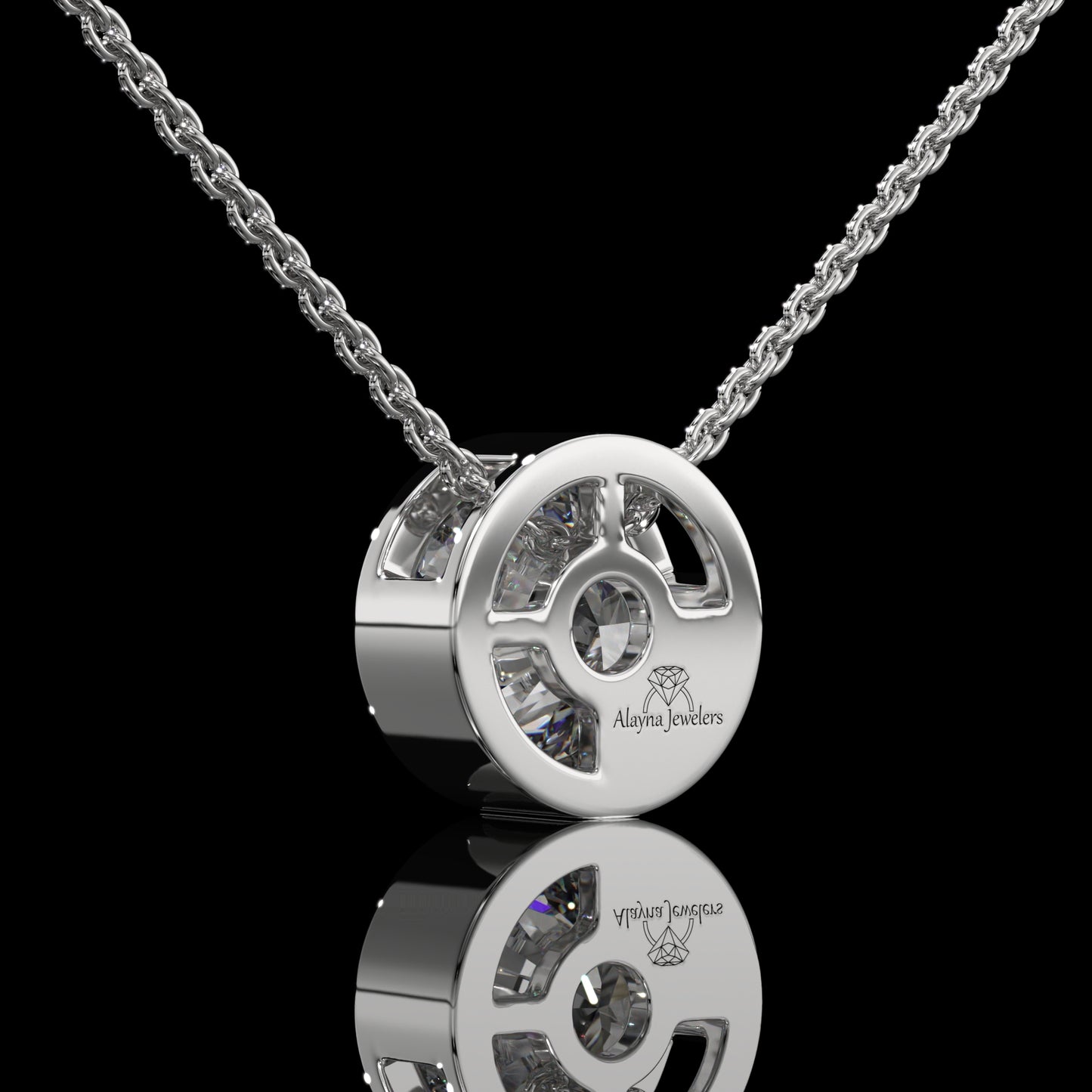Round Cut Bezel Set Lab Diamond Pendant Necklace