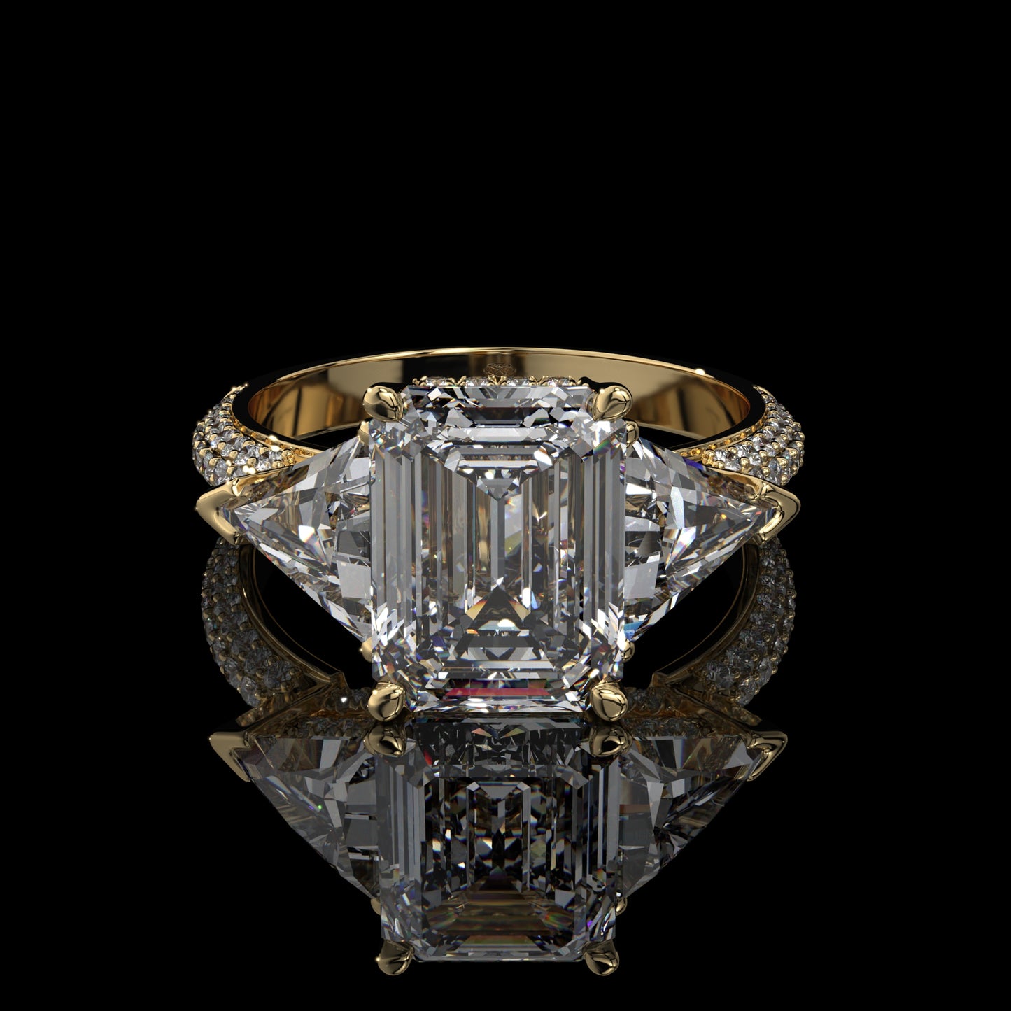 Emerald Cut Three Stone Lab Diamond Engagement Ring