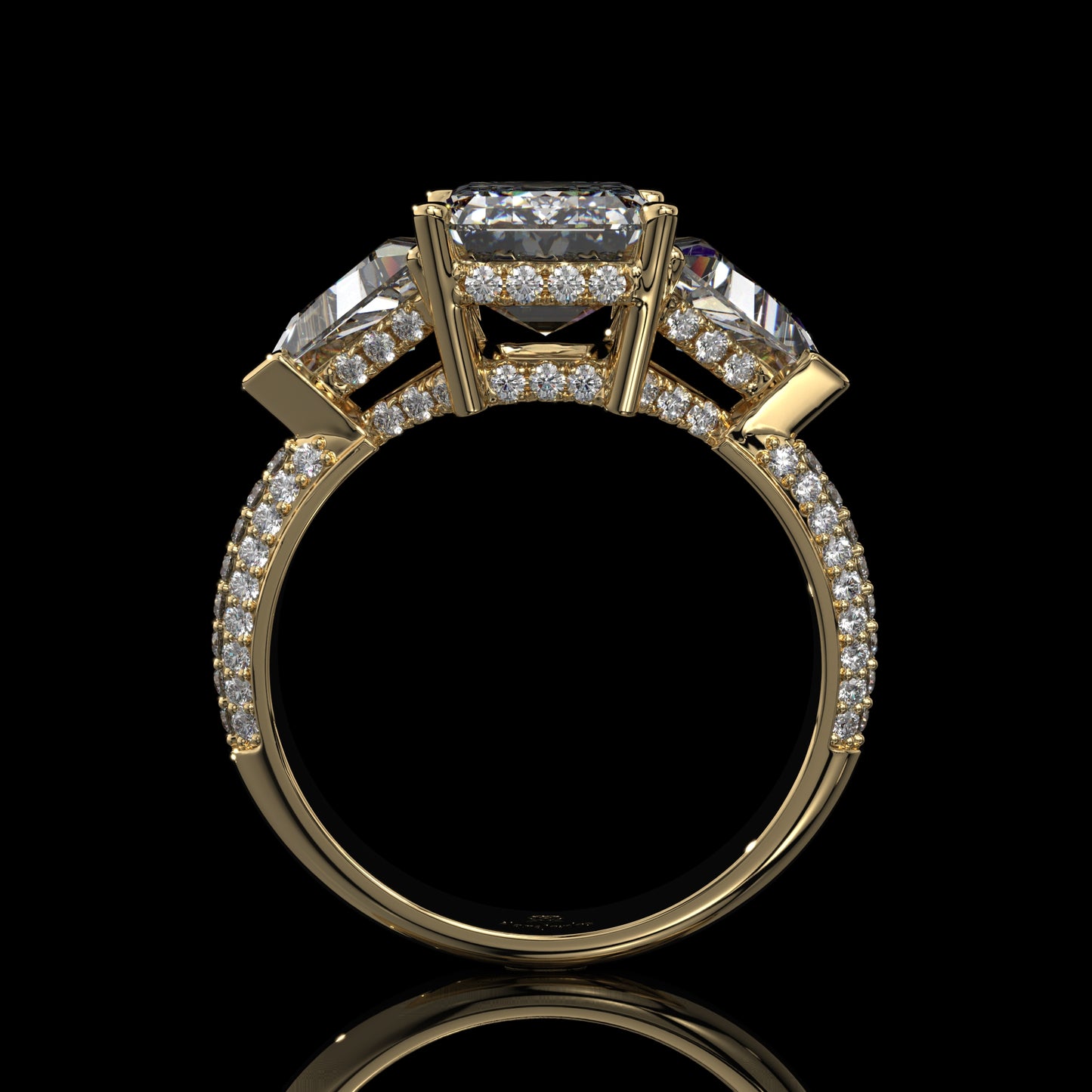 Emerald Cut Three Stone Lab Diamond Engagement Ring