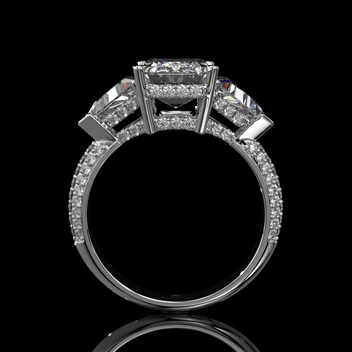 Emerald Cut Three Stone Lab Diamond Engagement Ring