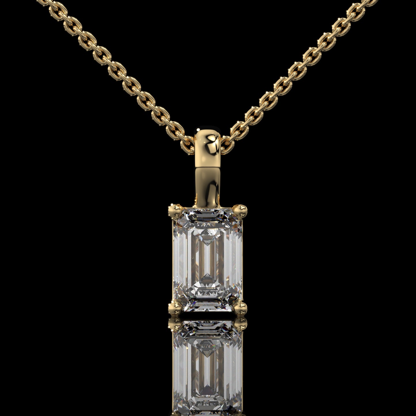 Emerald Cut Lab Diamond Solitaire Pendant Necklace