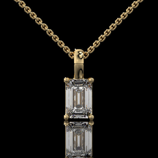 Emerald Cut Lab Diamond Solitaire Pendant Necklace