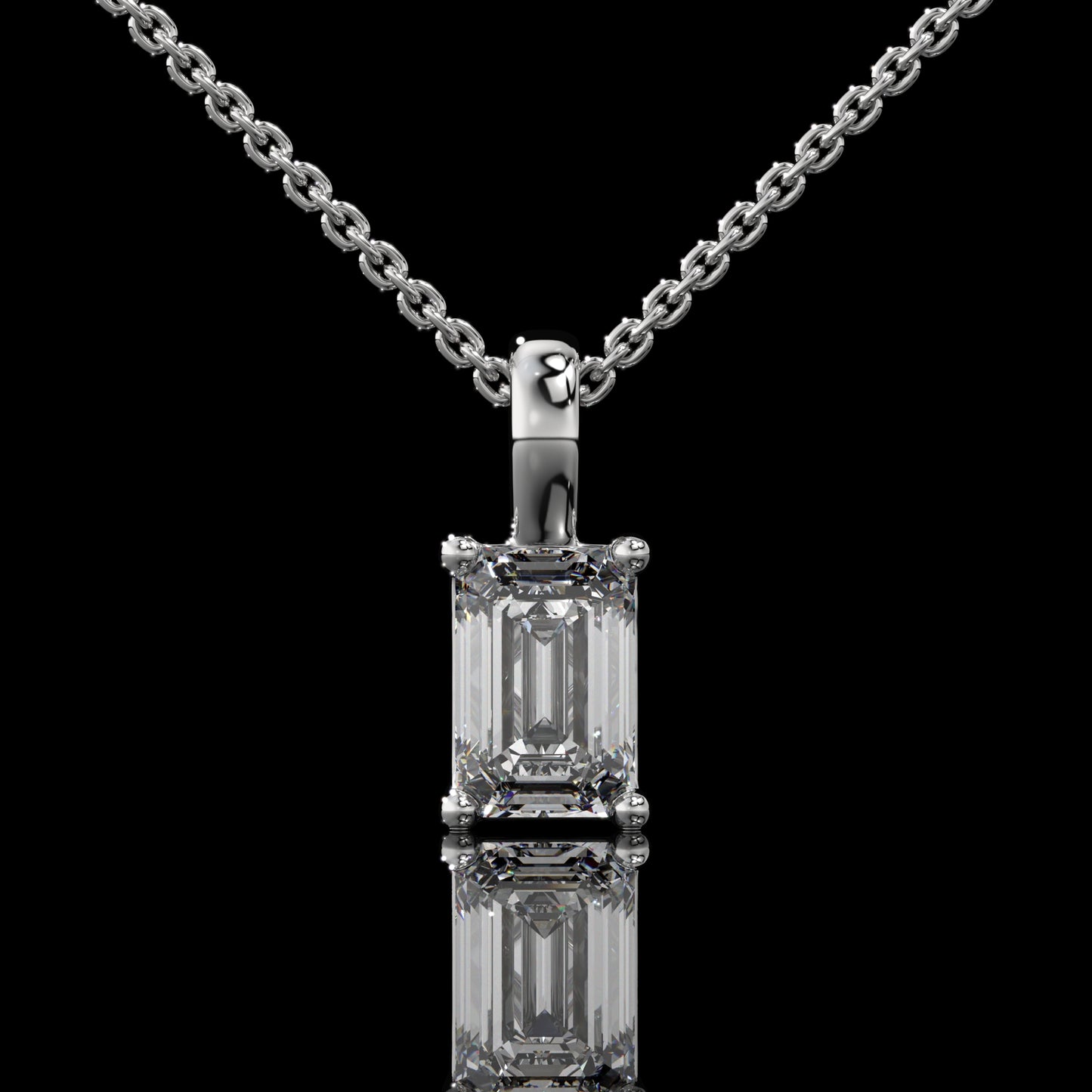 Emerald Cut Lab Diamond Solitaire Pendant Necklace