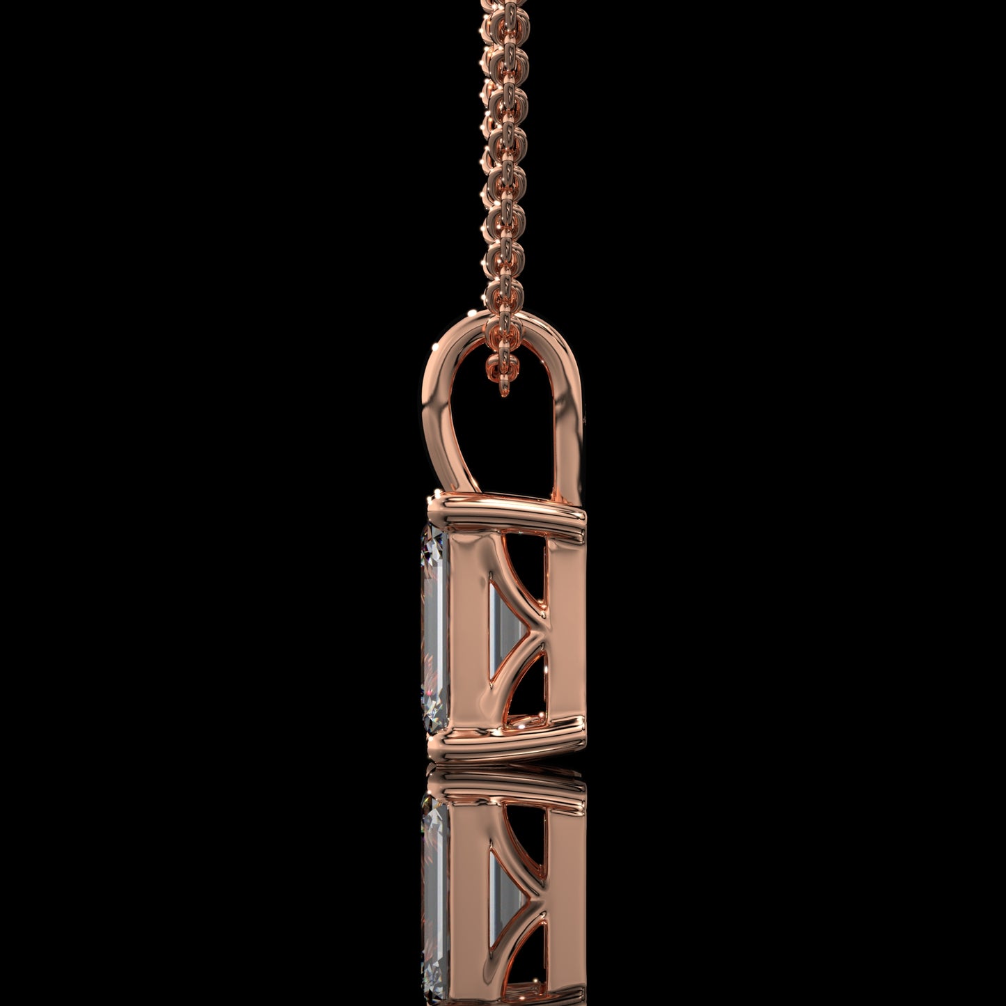 Emerald Cut Lab Diamond Solitaire Pendant Necklace
