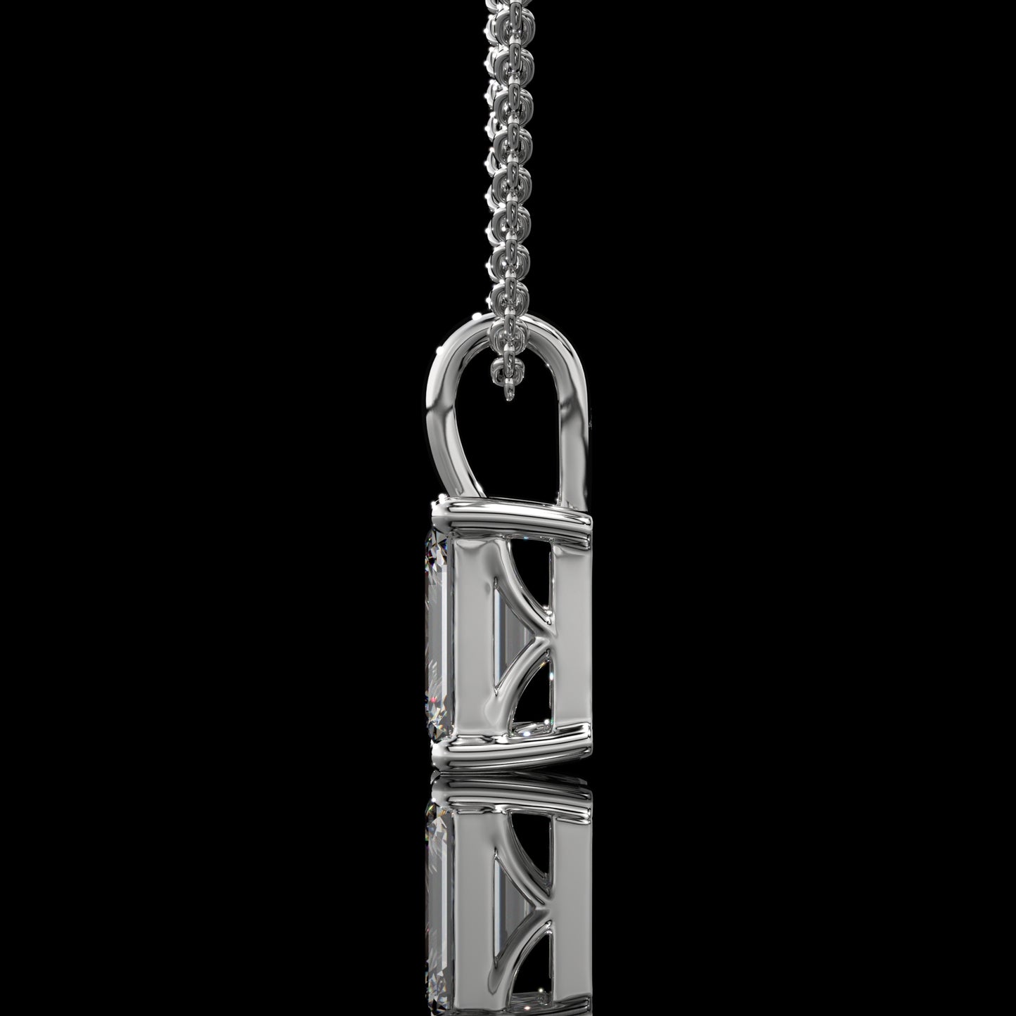 Emerald Cut Lab Diamond Solitaire Pendant Necklace