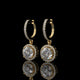 Round Halo Lab Diamond Drop Hoop Earrings with Pavé Setting