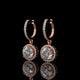 Round Halo Lab Diamond Drop Hoop Earrings with Pavé Setting