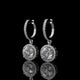Round Halo Lab Diamond Drop Hoop Earrings with Pavé Setting