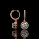 Round Halo Lab Diamond Drop Hoop Earrings with Pavé Setting