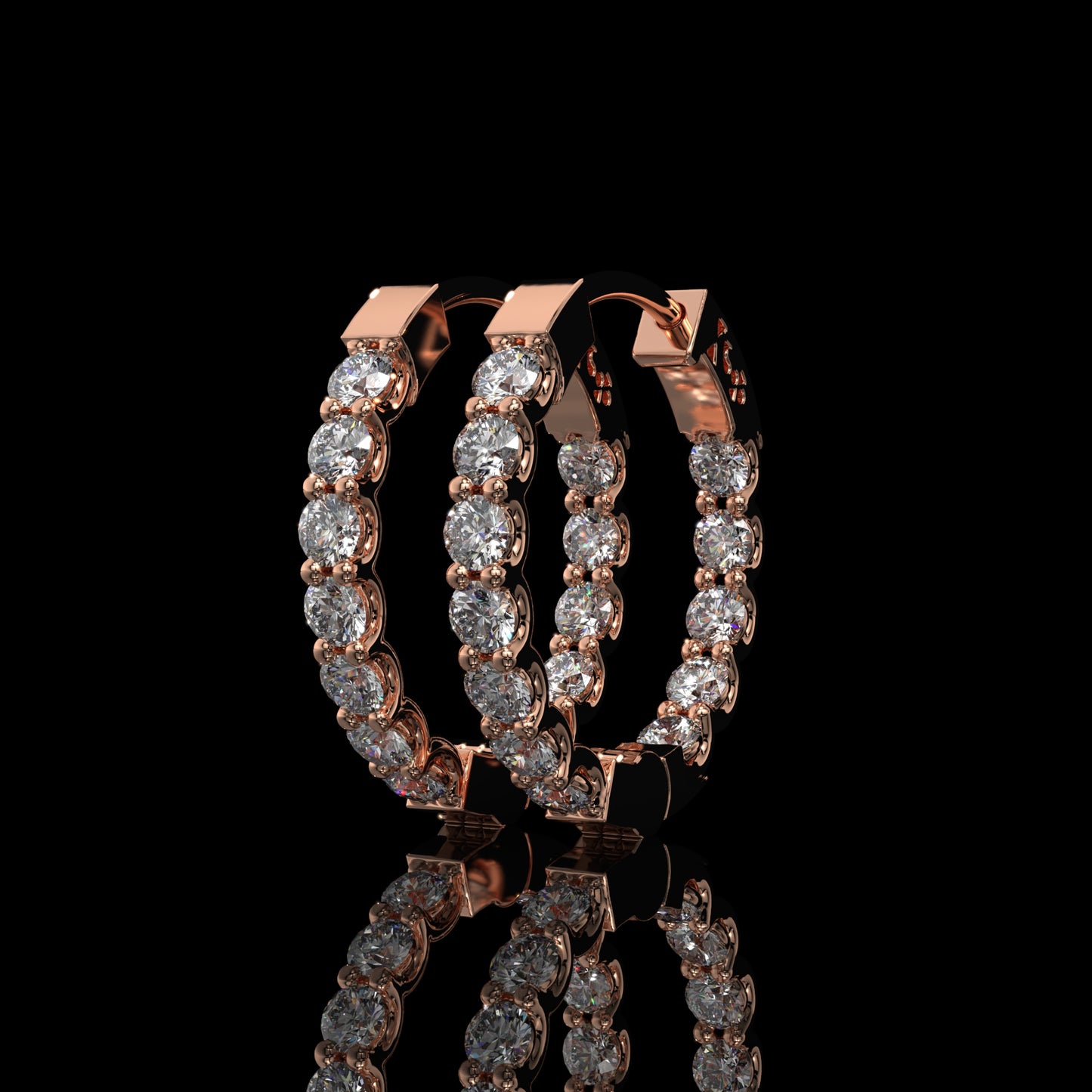 Inside-Out Round Lab Diamond Hoop Earrings