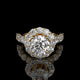 Round Halo Lab Diamond Engagement Ring with Pavé Band