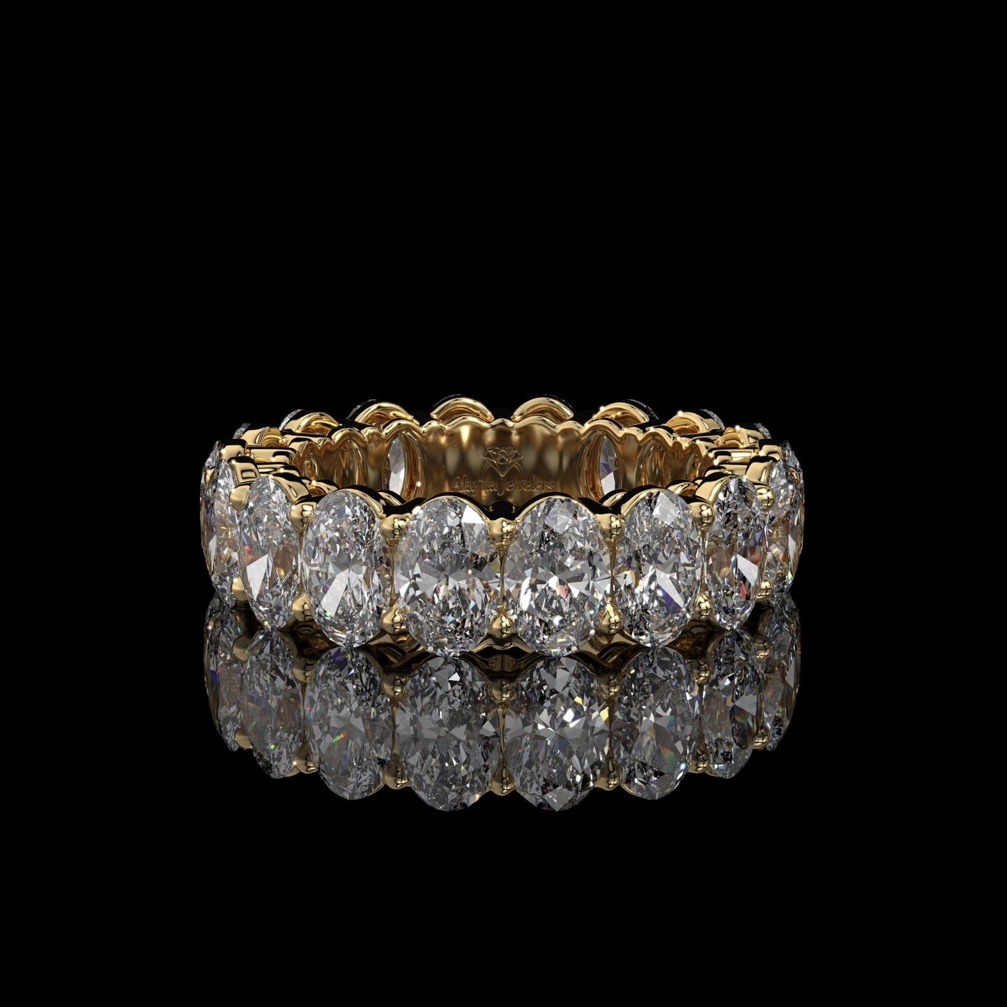 Oval Cut Lab Diamond Eternity Band in 14K Yellow Gold