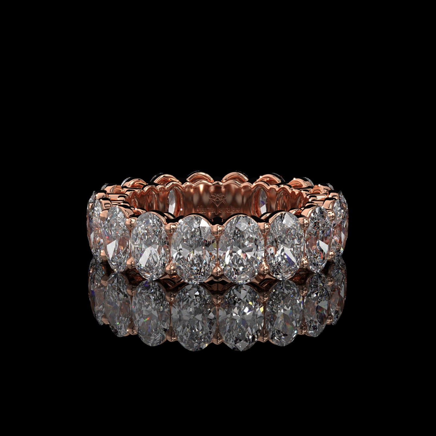 Oval Cut Lab Diamond Eternity Band in 14K Yellow Gold