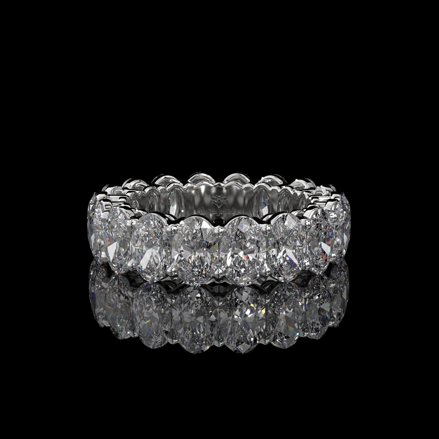 Oval Cut Lab Diamond Eternity Band in 14K Yellow Gold