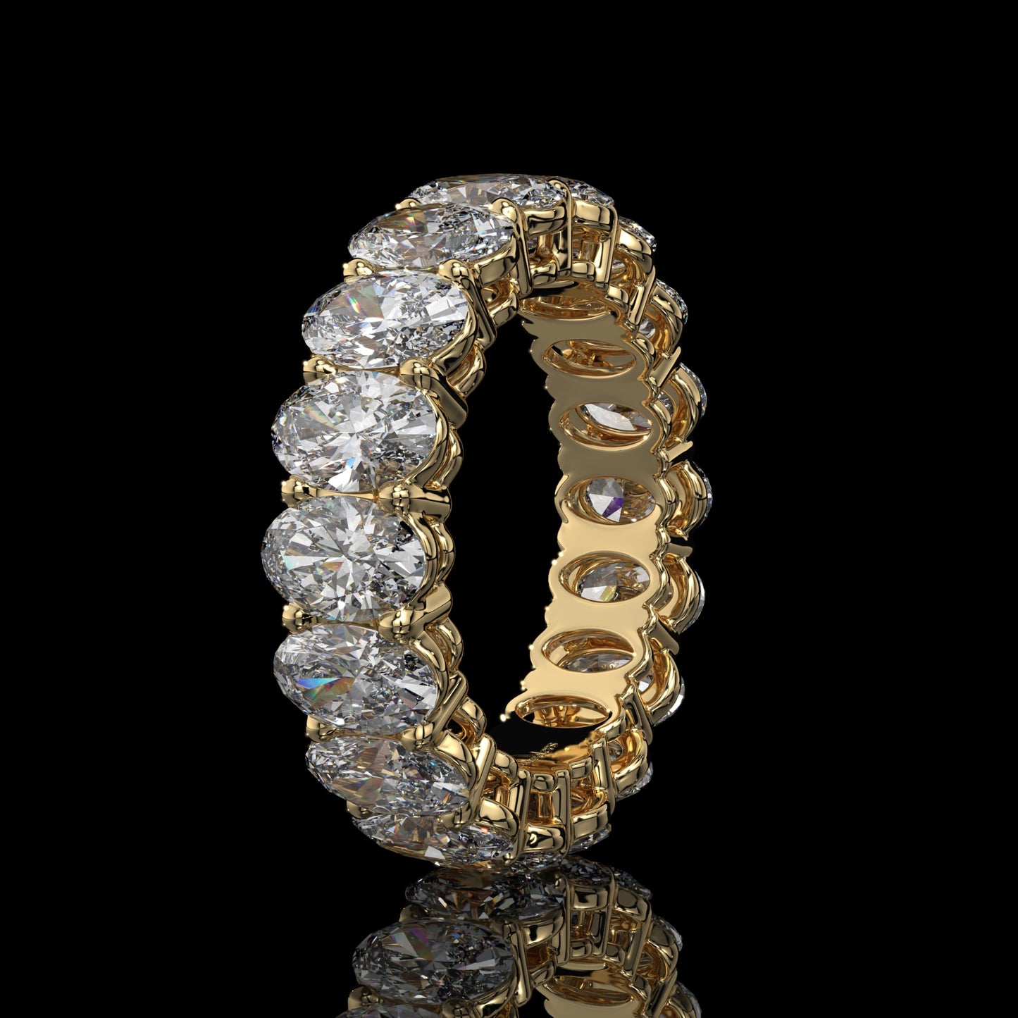 Oval Cut Lab Diamond Eternity Band in 14K Yellow Gold