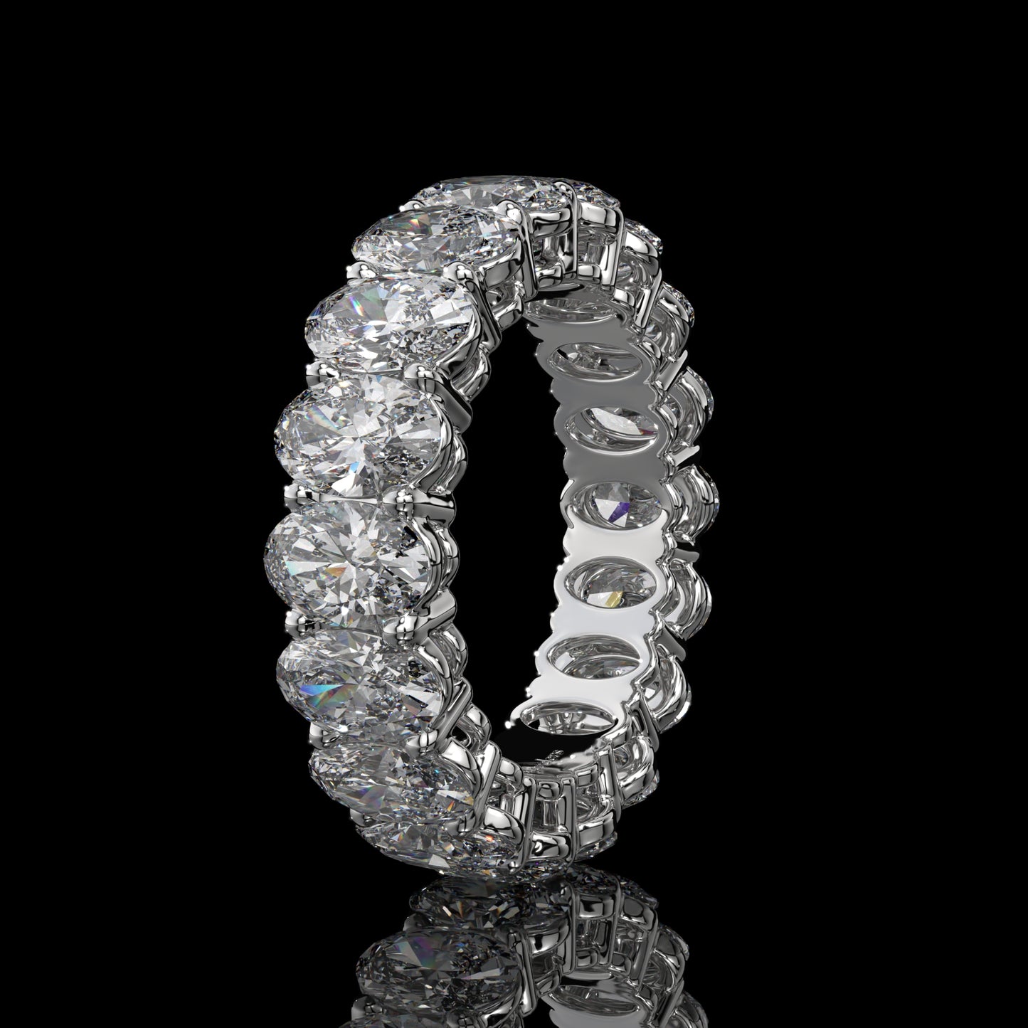 Oval Cut Lab Diamond Eternity Band in 14K Yellow Gold
