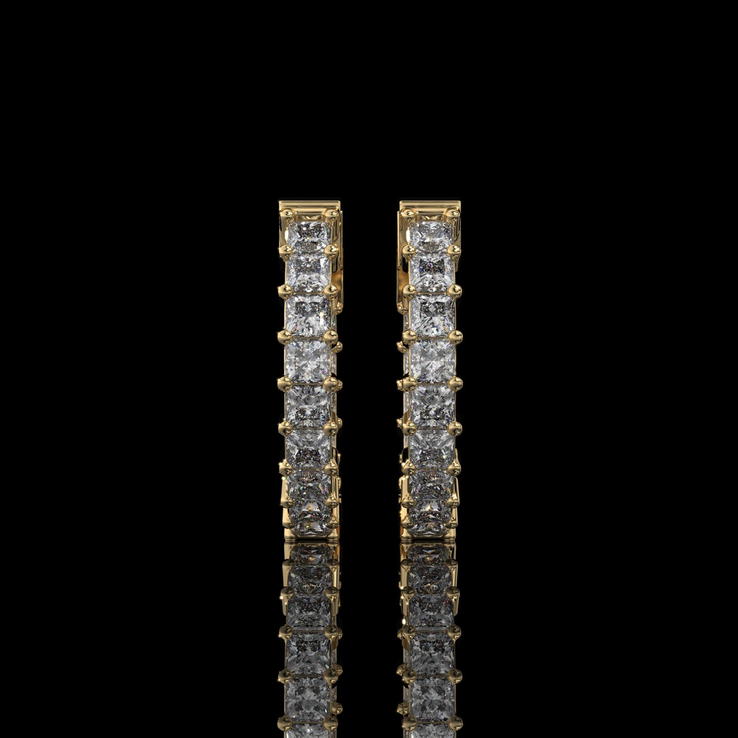 Inside-Out Princess Cut Lab Diamond Hoop Earrings
