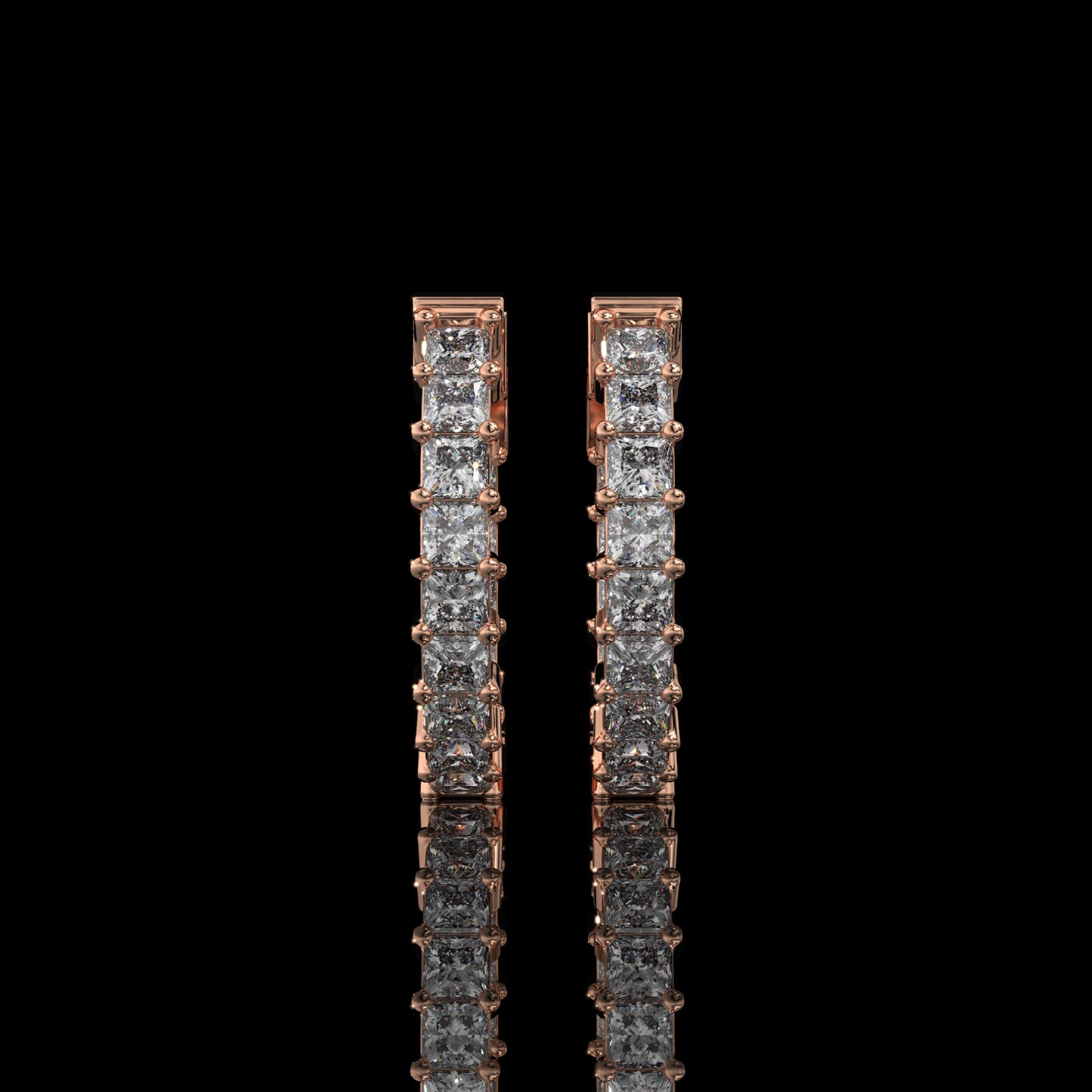 Inside-Out Princess Cut Lab Diamond Hoop Earrings