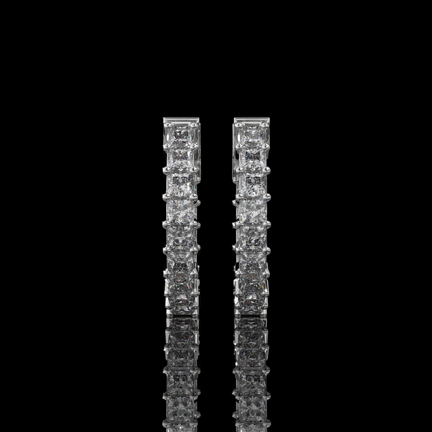 Inside-Out Princess Cut Lab Diamond Hoop Earrings