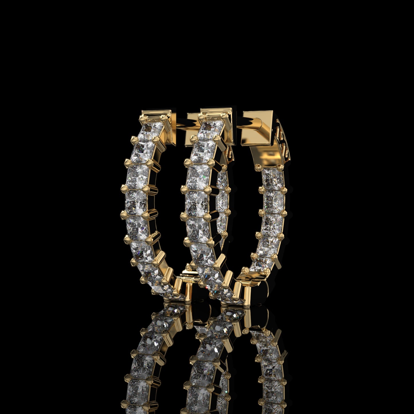 Inside-Out Princess Cut Lab Diamond Hoop Earrings