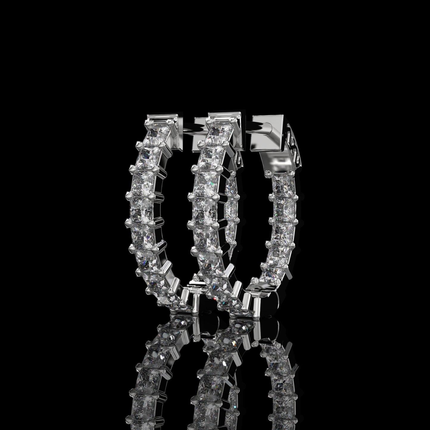 Inside-Out Princess Cut Lab Diamond Hoop Earrings