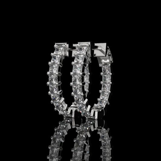 Inside-Out Princess Cut Lab Diamond Hoop Earrings