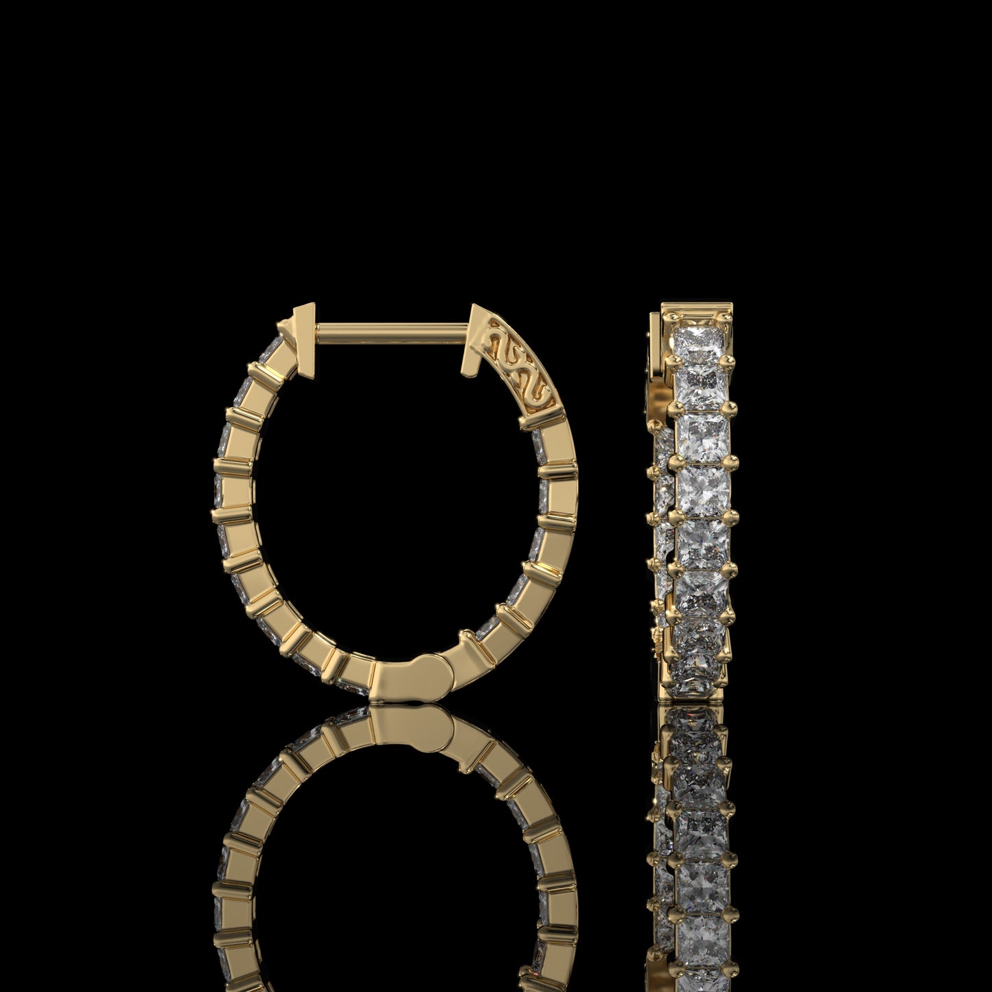 Inside-Out Princess Cut Lab Diamond Hoop Earrings