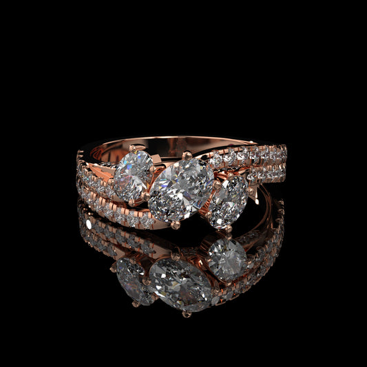 Oval Three Stone Lab Diamond Engagement Ring